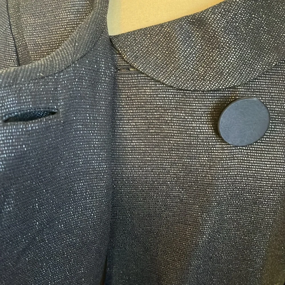 Ellen Tracy Blue Sheen Blazer w/shoulder pads,oversized Button & pockets Size 12 - Picture 9 of 14